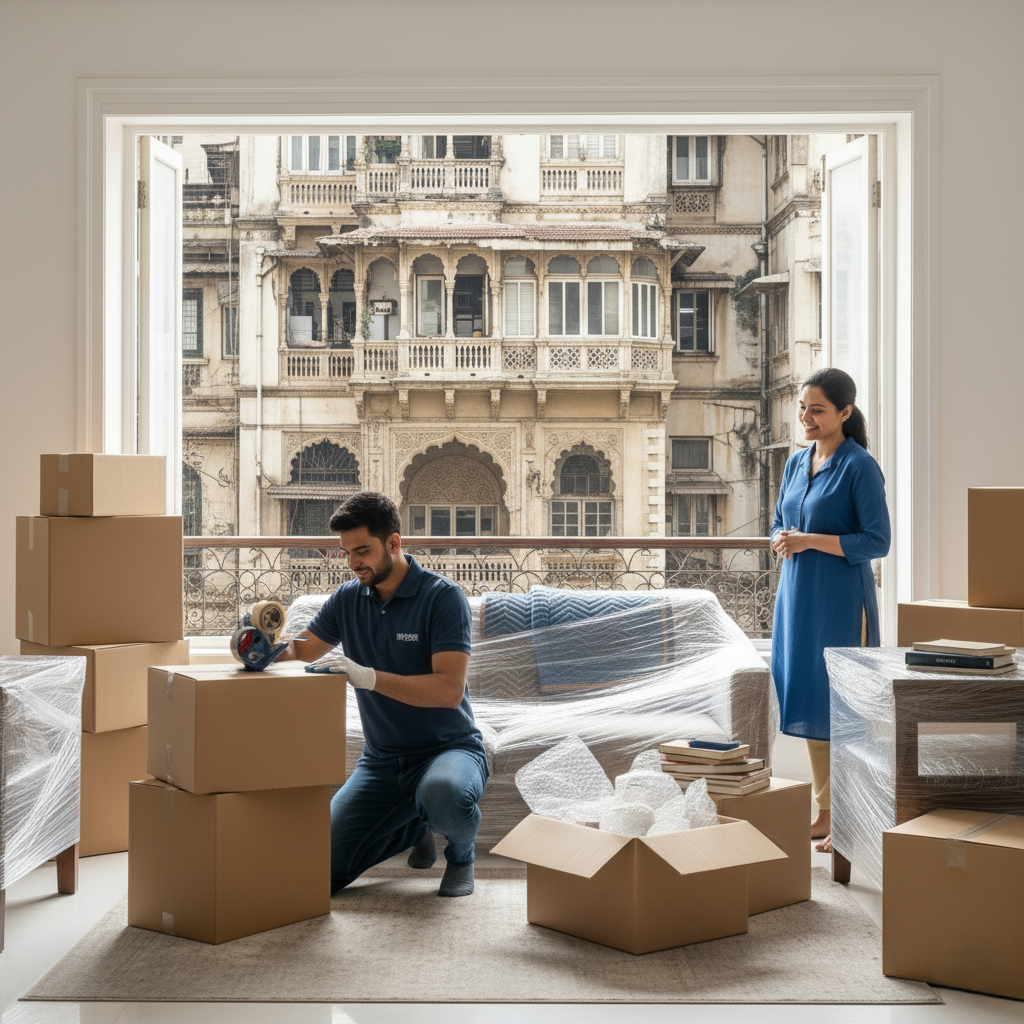 company person packing all the belongings with utmost care